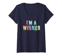 Women's Funny I'm A Winner Motivational Specialist Positive Crew V-Neck T-Shirt