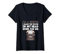 Women's Funny I'm A Writer I Make The Voices in My Head Work for Me V-Neck T-Shirt