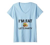 Womens Funny I'm Fat Let's Party Dad BOD Joke for Drinking & BBQs V-Neck T-Shirt