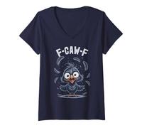 Womens Funny I'm Fine Bird F-CAW-F Chick Gag Crow Farmer Turkey V-Neck T-Shirt