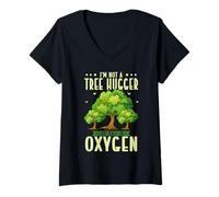 Women's Funny I'm Not A Tree Hugger I Just Really Like Oxygen V-Neck T-Shirt