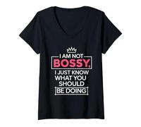 Womens Funny I'm Not Bossy Girl Boss Feminist Leadership Humor V-Neck T-Shirt