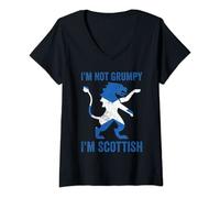 Womens Funny I'm Not Grumpy I'm Scottish Scotland V-Neck T-Shirt