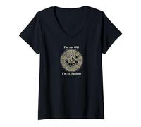 Womens Funny I'm Not Old I'm an Antique Clock Time Grandfather V-Neck T-Shirt