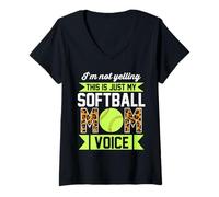 Women's Funny I'm Not Yelling This is Just My Softball Mom Voice V-Neck T-Shirt