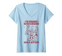 Women's Funny I'm Straight But So is Spaghetti Until It Gets Wet V-Neck T-Shirt