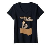 Womens Funny Importer Freight Forwarder Waiting On Customs V-Neck T-Shirt
