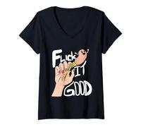 Womens Funny Innuendo Flicking the Bean Flick It Good V-Neck T-Shirt