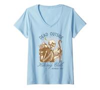 Womens Funny Introvert Hiking Club Antisocial Overthinking Anxiety V-Neck T-Shirt