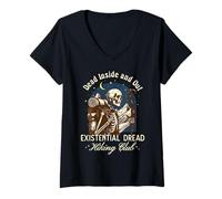 Womens Funny Introvert Hiking Club Antisocial Overthinking Anxiety V-Neck T-Shirt