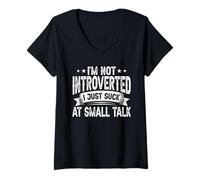 Women's Funny Introvert Sarcastic Social Anxiety Sarcasm V-Neck T-Shirt