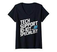Womens Funny IT Support | ID-10T Tech Support V-Neck T-Shirt