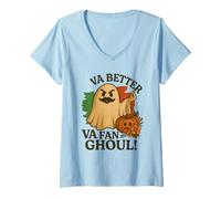 Womens Funny Italian Ghost Va Fan Ghoul Retro Spooky Halloween V-Neck T-Shirt
