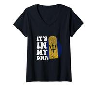 Women's Funny it's in my DNA Barbados flag Fingerprint V-Neck T-Shirt