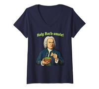 Women's Funny J.S. Bach Bach-amole for Baroque Classical Musician V-Neck T-Shirt