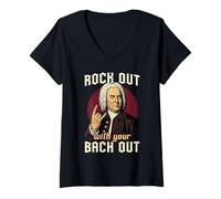 Women's Funny J.S. Bach Out for Baroque Classical Musician V-Neck T-Shirt
