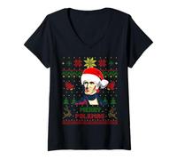 Womens Funny James President Polk Christmas Parody Holiday Humor V-Neck T-Shirt