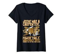 Women's Funny Jesus Carpenter Christian Woodworking Tools Apprentice V-Neck T-Shirt