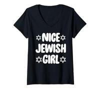Womens Funny Jew T-Shirt Nice Jewish Girl Hanukkah Gift V-Neck T-Shirt