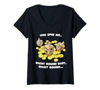 Womens Funny Jewish Tshirt Dreidel Spin Me Round Cute Hanukkah V-Neck T-Shirt