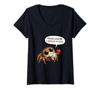 Women's Funny Jumping Spider May I Have Another Fly Please V-Neck T-Shirt