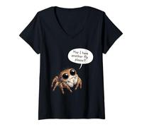 Women's Funny Jumping Spider May I Have Another Fly Please V-Neck T-Shirt