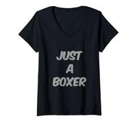Women's Funny Just A Boxer Funny Text Messages Funny Boxing Quotes V-Neck T-Shirt