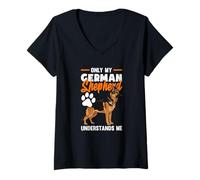 Women's Funny Just My German Shepherd Dog Understands Me V-Neck T-Shirt