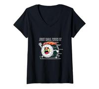 Women's Funny Just Roll with It Sushi Lover Pun V-Neck T-Shirt