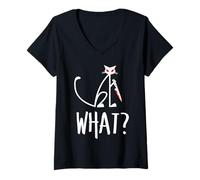 Womens Funny Killer Cat Halloween Dark Humor Cat Lover Cat Mom Dad V-Neck T-Shirt