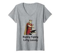 Women's Funny King Arthur Excalibur Sword Righty Tighty V-Neck T-Shirt