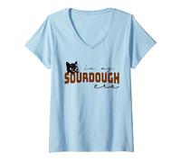 Womens Funny Kitten Baker Sourdough V-Neck T-Shirt
