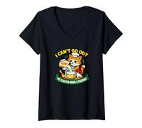 Women's Funny Kitten Baker Sourdough Yeast Starter Feeding Apparel V-Neck T-Shirt