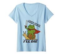 Womens Funny Knight I Have to Say Weird Stuff Or I'll Die Frog V-Neck T-Shirt