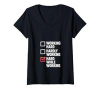Women's Funny Labor Day Hard While Working Men Women Colleagues V-Neck T-Shirt
