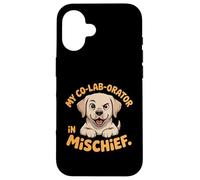 Womens Funny Labrador Dog Mom Tee Co-Lab-orator in Mischief Case for iPhone 16