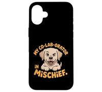 Womens Funny Labrador Dog Mom Tee Co-Lab-orator in Mischief Case for iPhone 16 Plus