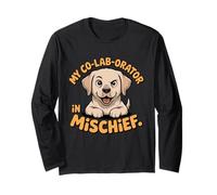 Womens Funny Labrador Dog Mom Tee Co-Lab-Orator in Mischief Long Sleeve T-Shirt