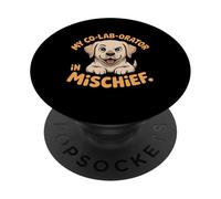 Womens Funny Labrador Dog Mom Tee Co-Lab-orator in Mischief PopSockets Adhesive PopGrip