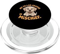 Womens Funny Labrador Dog Mom Tee Co-Lab-orator in Mischief PopSockets PopGrip for MagSafe