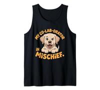 Womens Funny Labrador Dog Mom Tee Co-Lab-Orator in Mischief Tank Top