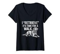 Womens Funny Labrador Puppy Tee I Retrieve Time for a Walk Dog Mama V-Neck T-Shirt