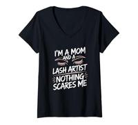 Womens Funny Lash Tech Mom Life Design V-Neck T-Shirt