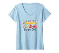 Womens Funny Last Day Of School Sign My Shirt Autograph Graduation V-Neck T-Shirt