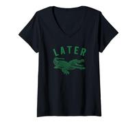 Women's Funny Later Gator Alligator Pun V-Neck T-Shirt