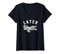 Women's Funny Later Gator Alligator Pun V-Neck T-Shirt