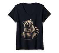 Women's Funny Laughing Roaring Animal Funny Humour V-Neck T-Shirt