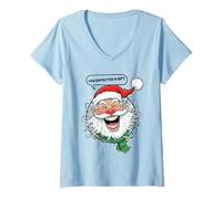 Womens Funny Laughing Santa You Expected a Present Design V-Neck T-Shirt
