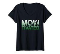 Womens Funny Lawn Mower Landscape Gardener Motivated Humor V-Neck T-Shirt