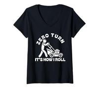 Womens Funny lawn mower zero turn It's how I roll Lawn Mowing V-Neck T-Shirt